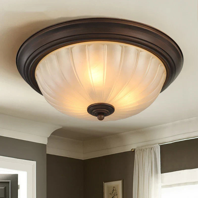 Black Bronze Ceiling Light with Frosted Glass Shade for Bedroom and Kitchen