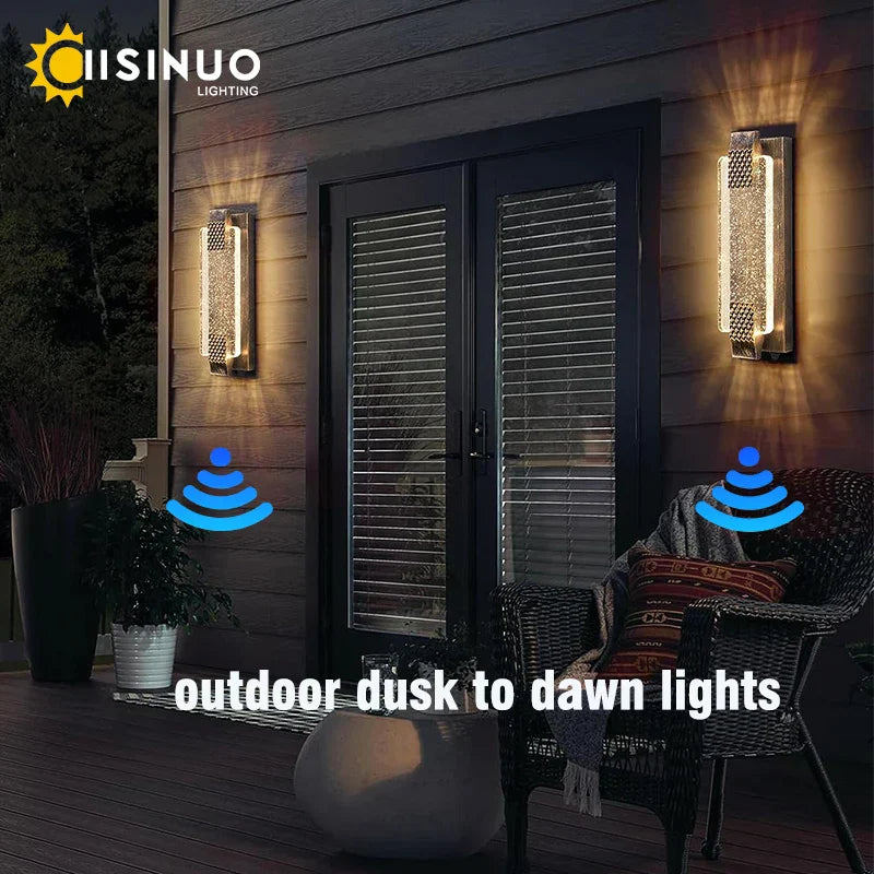 Crystal Bubble Glass LED Outdoor Wall Sconce for Porch and Garden