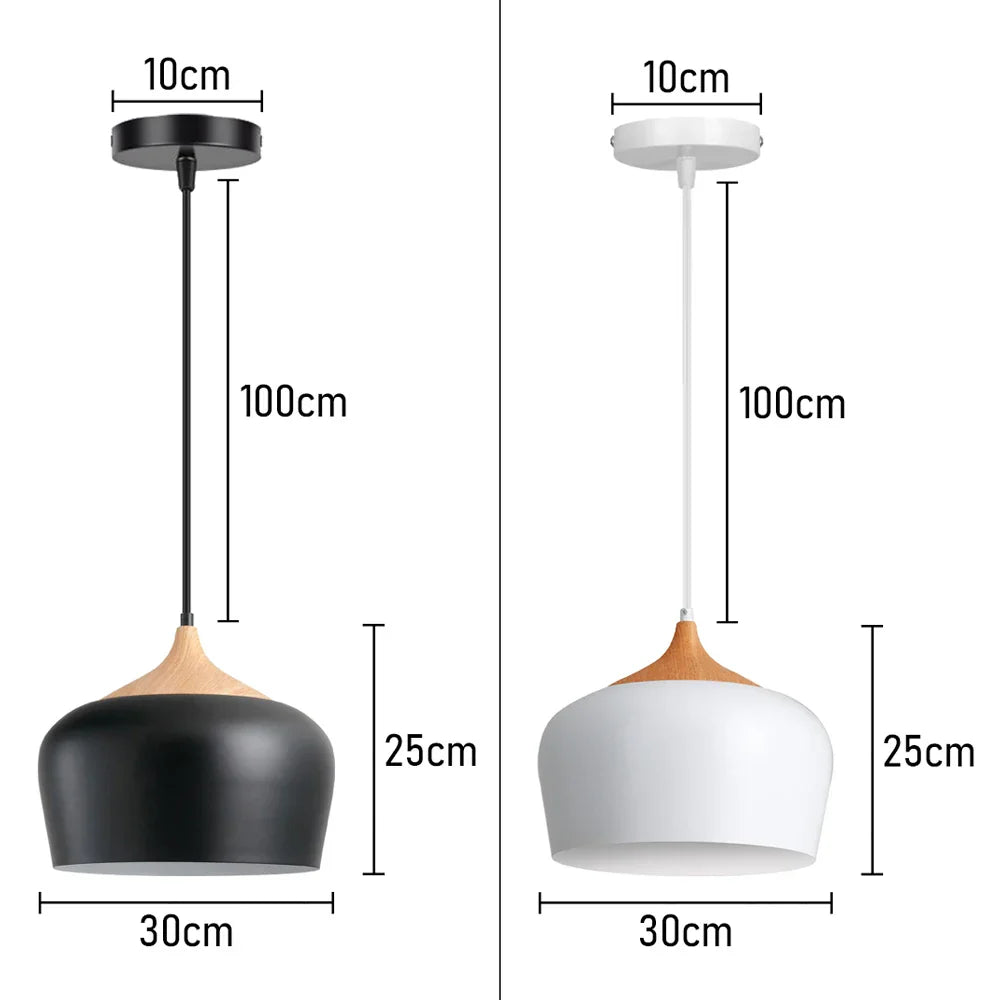 Nordic Modern Wood Pendant Light by - LED E27 Vintage Industrial Fixture for Home