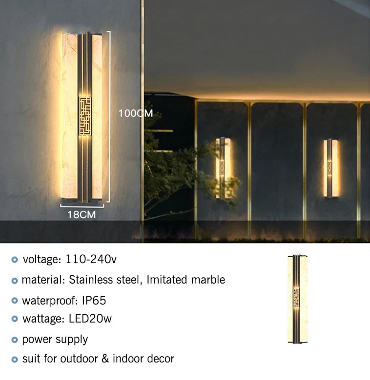 Marble Outdoor Wall Lights: Waterproof IP65 Sconces for Balcony, Courtyard, Street Lighting