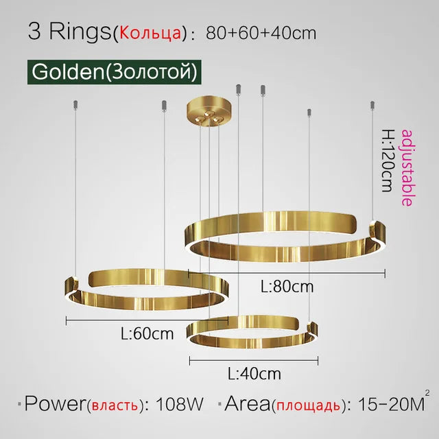 Stainless Steel Semicircle Chandelier for Modern Living Room & Dining Area