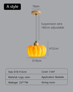 Retro LED Pumpkin Pendant Light for Dining Room, Bar, and Bedroom Decor