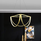 Stainless Steel LED Chandelier, Elegant Half Circle Pendant Lamp for Home and Hotel