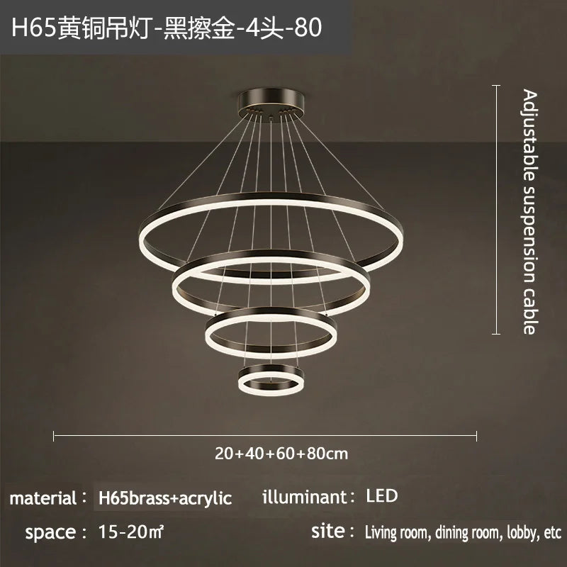 Nordic Circular Chandelier Hanging Pendant Light for Living Room and Dining Room