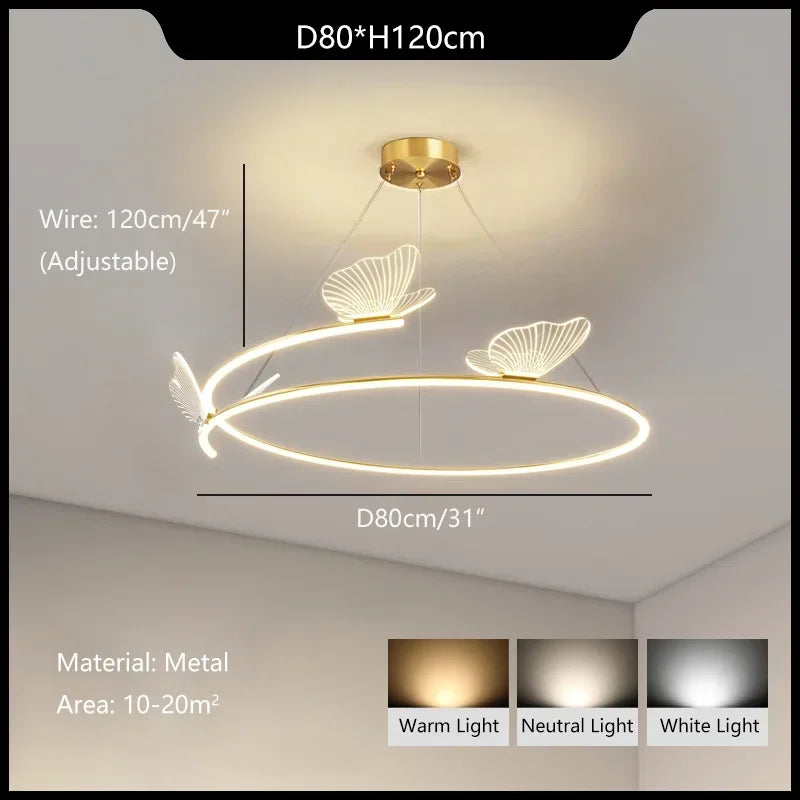 Modern Butterfly Chandelier Minimalist LED Pendant Light for Home Decoration