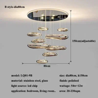 Chrome Art Ceiling Lamp for Modern Living Room, Bedroom Chandelier Lighting, Luxury Fixtures