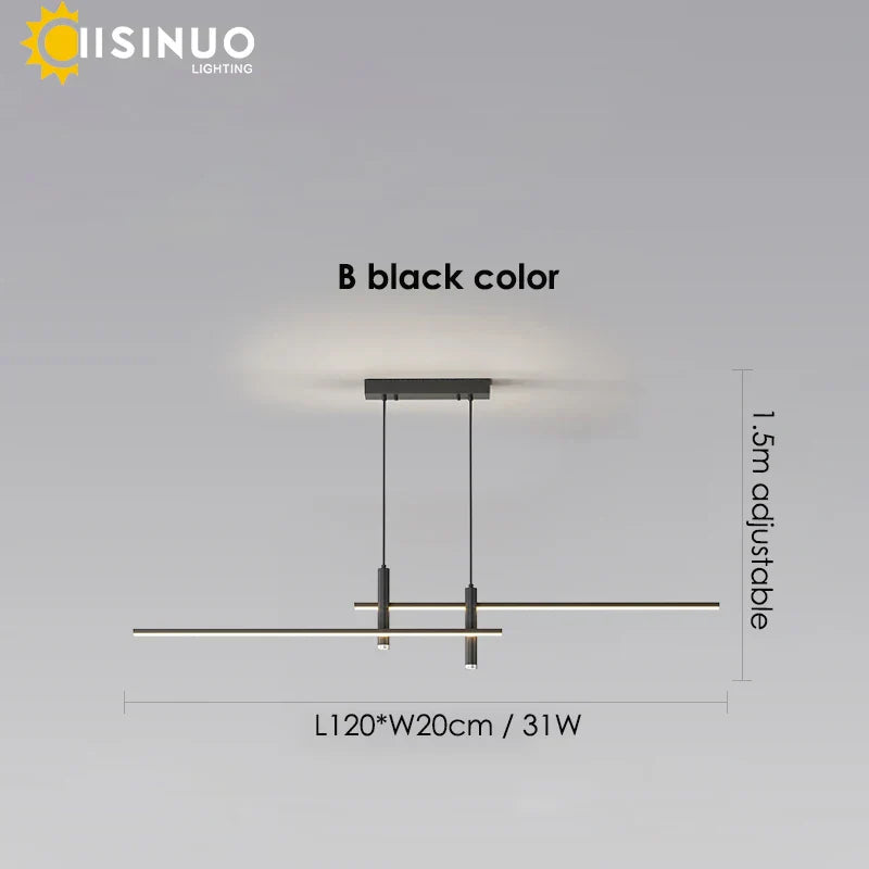 Adjustable LED Pendant Light in Black/Gold for Office Dining Living Room