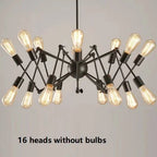 Retro Spider Iron Chandelier: Adjustable, Rotatable, Industrial Living Room Lighting