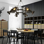 Vintage Loft Industrial Chandelier with Telescopic Spotlights