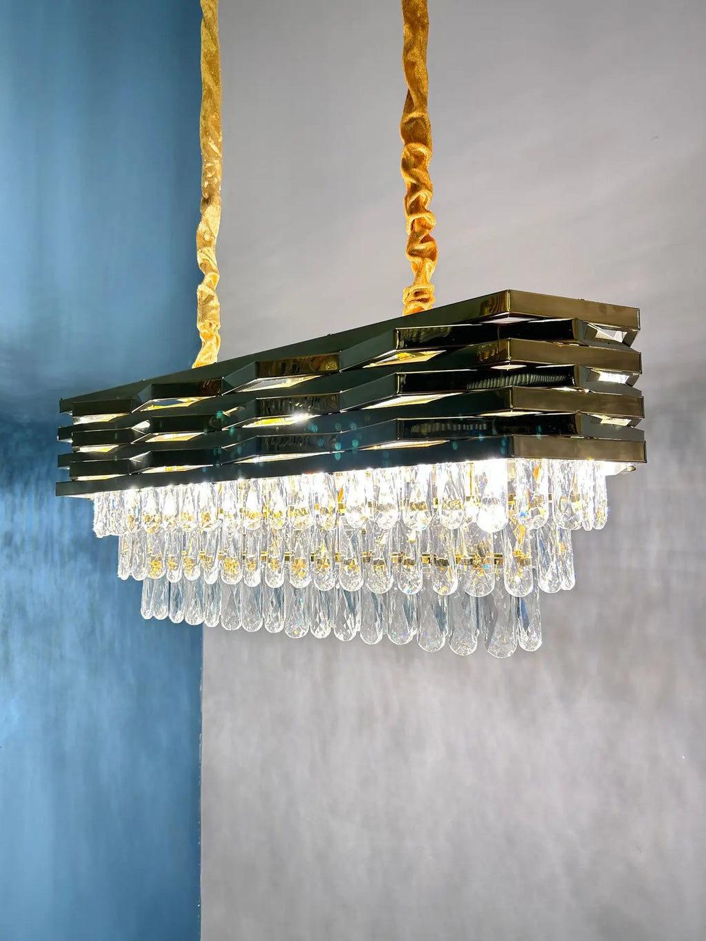 Stainless Steel Crystal Chandelier for Modern Living and Dining Spaces