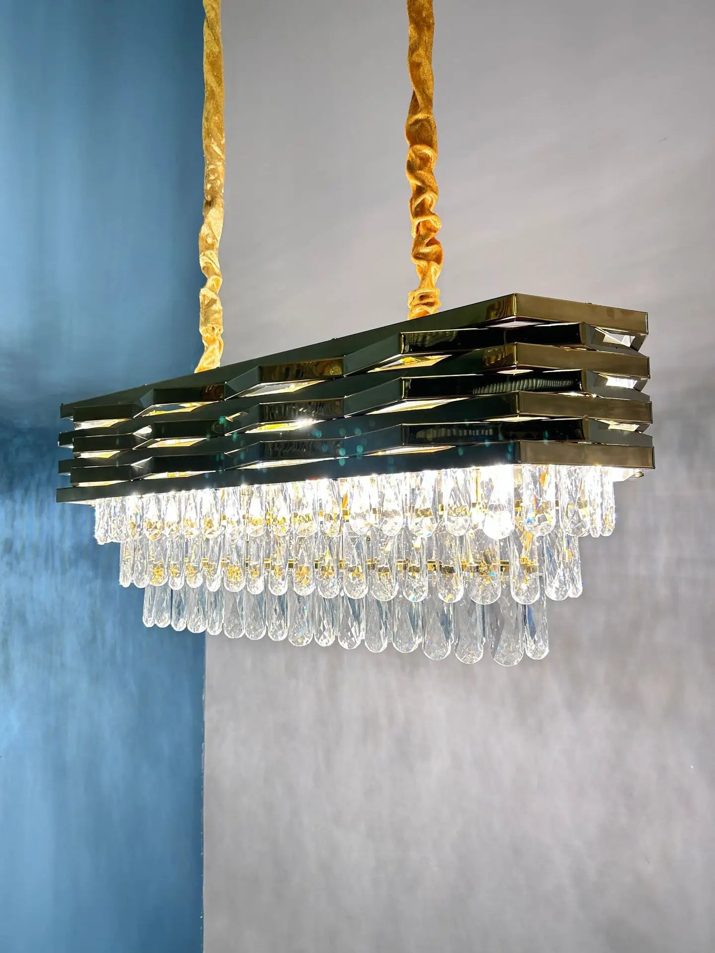 Stainless Steel Crystal Chandelier for Modern Living and Dining Spaces