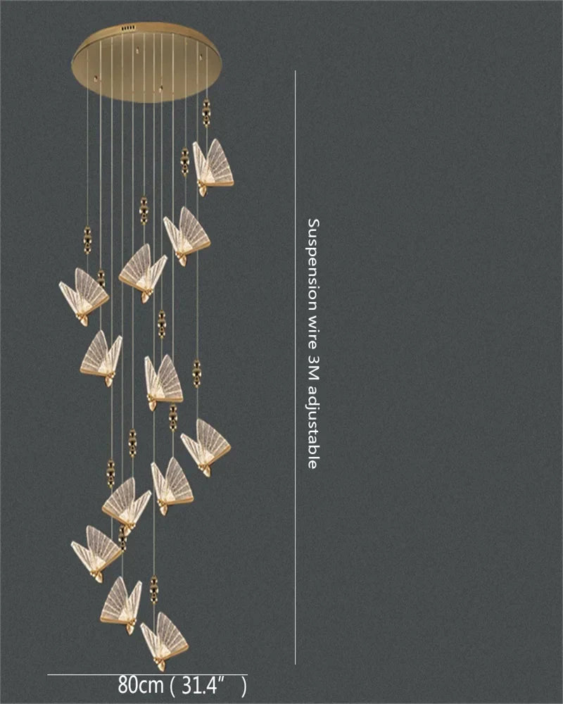 Butterfly LED Chandelier: Modern Hanging Light for Home, Bedroom, Coffee Store & More