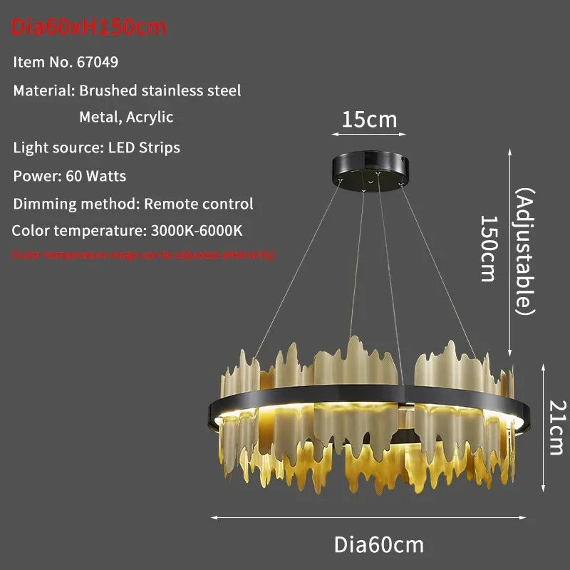 Luxury Modern Chandelier Circle Pendant Light for Living Room by Afralia™