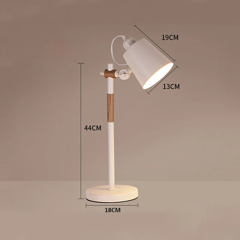 Adjustable Wood Desk Lamp for Children's Study, Office, Bedroom - LED Reading Light