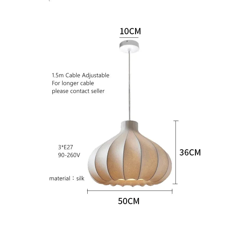 Viscontea Silk Pendant Light: Designer Italian Lamp for Living Room, Bedroom, Kitchen & Dining