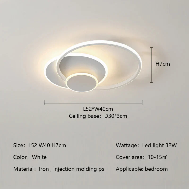 Circles LED Ceiling Lights Modern Minimalism Dimmable Bedroom Lamp Fixtures