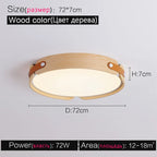 Walnut Round Ceiling Lamp by - Modern Japanese Nordic Bedroom Dining Room Lighting