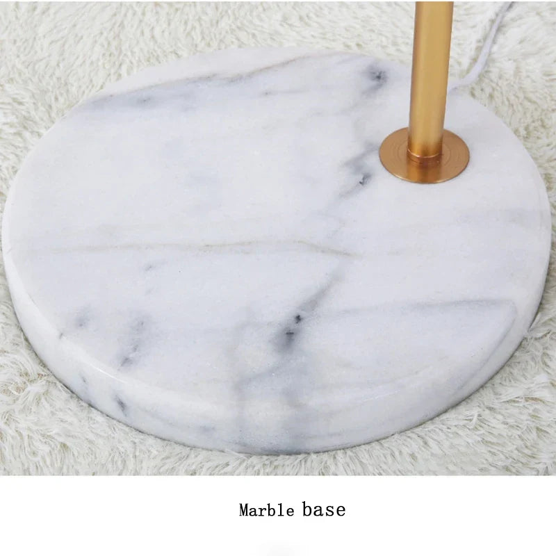 Nordic Gold Metal Floor Lamp Adjustable Length Marbled Base Light