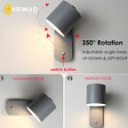 Rotatable Nordic Bedside Wall Lamp with Switch | Adjustable Light for Home Decor & Reading
