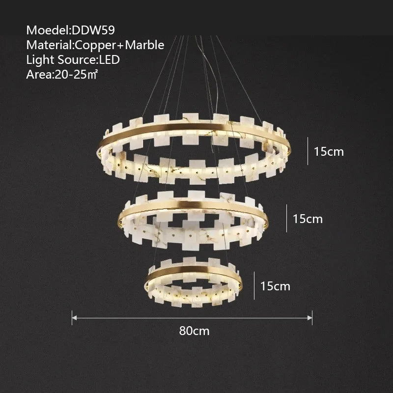 LED Marble Chandelier: Modern Lighting for Living Room, Bedroom, or Restaurant.