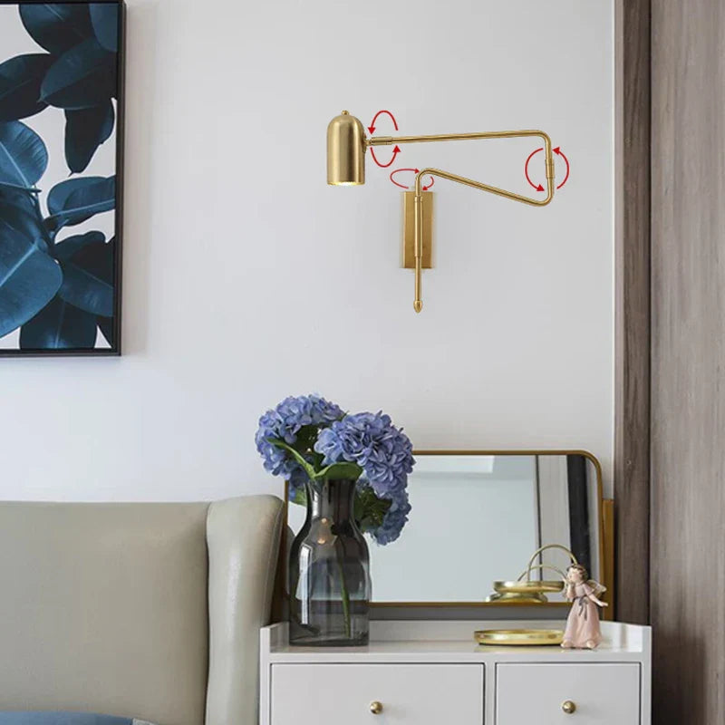 Adjustable Long-Arm Wall Lamp with Switch, E27 Flex Reading Bedside Light