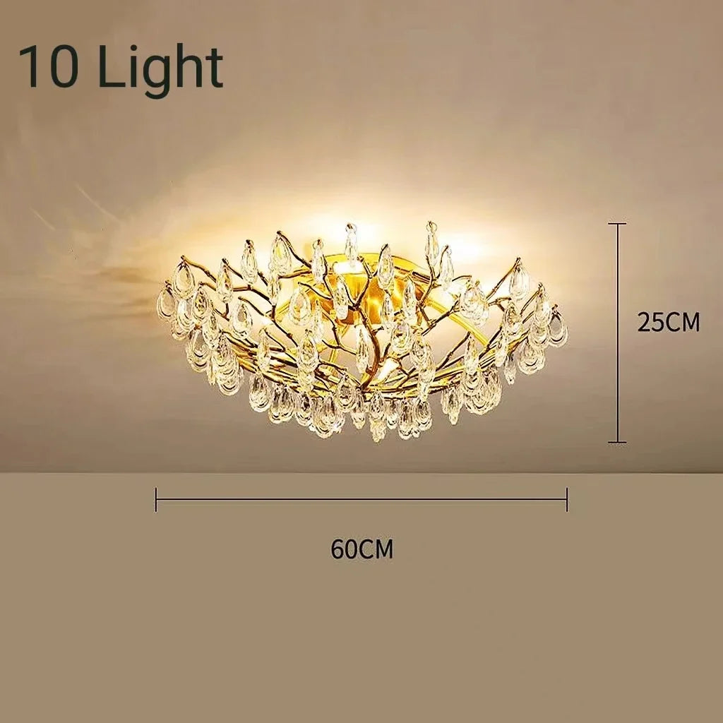 Modern LED Crystal Chandelier for Living Room Dining Bedroom Ceiling Light