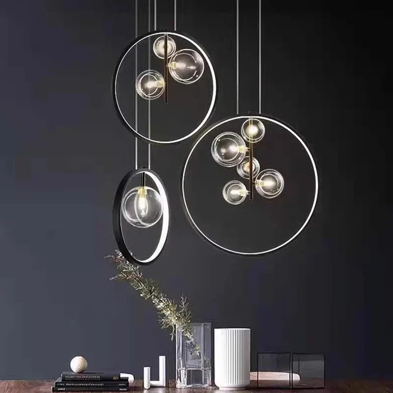 Bubble Glass Chandelier LED Dining Table Spherical Lighting