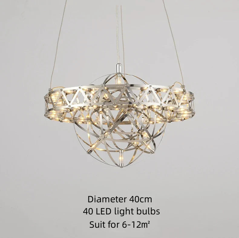 Spark Ball Pendant Chandelier LED Decor Lighting for Home Stainless Steel