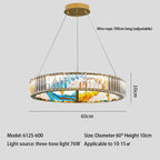 Luxury Enamel Chandelier Crystal Glass Pendant Light with LED Ring for Villa Decor
