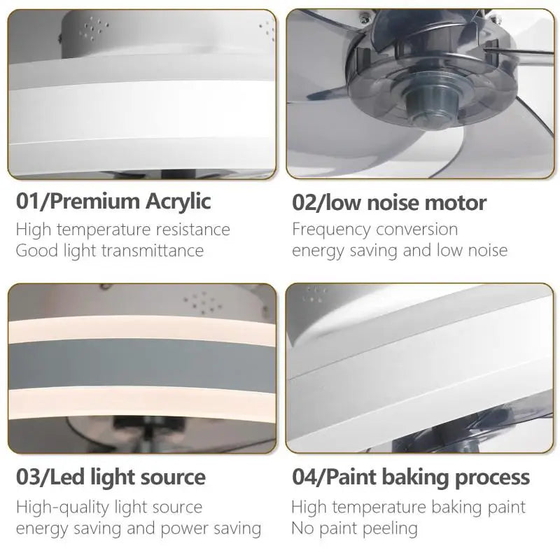 Smart Reversible Ceiling Fan with LED Lights, App Remote, Black/White Chandelier