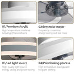 Smart Reversible Ceiling Fan with LED Lights, App Remote, Black/White Chandelier