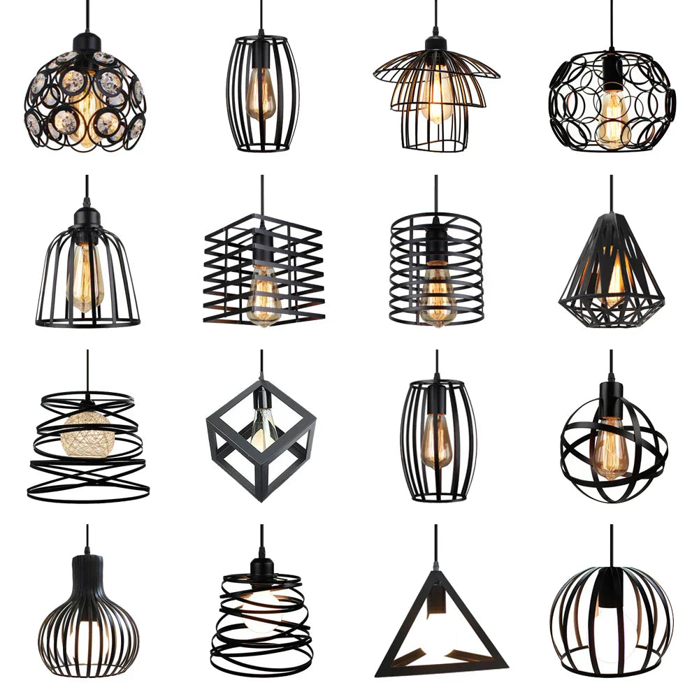 Modern Industrial Cage Pendant Light Fixture for Home Kitchen Island Decor