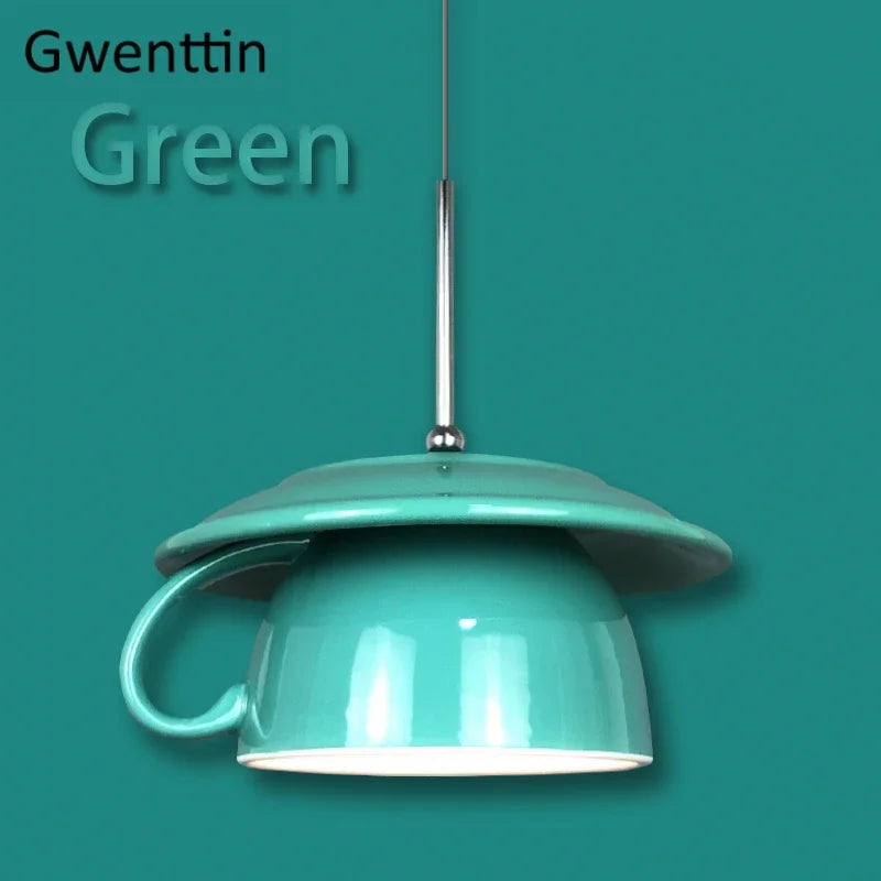 Ceramic Cup Pendant Light: Stylish LED Hanging Lamp for Home Decor and Kitchen