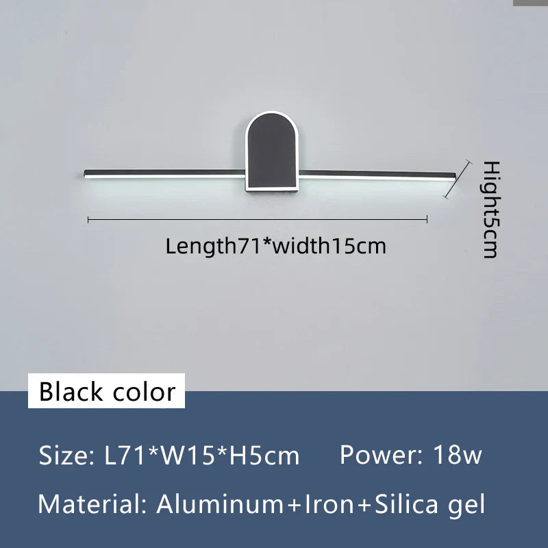 Nordic LED Mirror Light by - Modern Black/White Wall Sconce for Bathroom Mirror