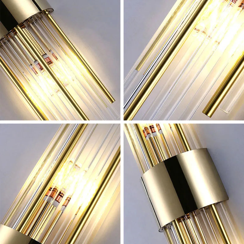 Crystal Wall Lamp: Elegant LED Indoor Lighting for Living Room, Bedroom, Hotel, and TV Background