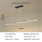 Modern Wave LED Chandelier for Dining Room and Bar Lighting