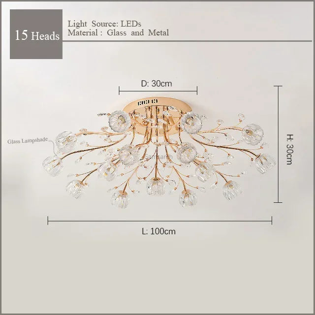 Crystal Ceiling Light for Modern Light Luxury Living Spaces by Samsarah Lighting