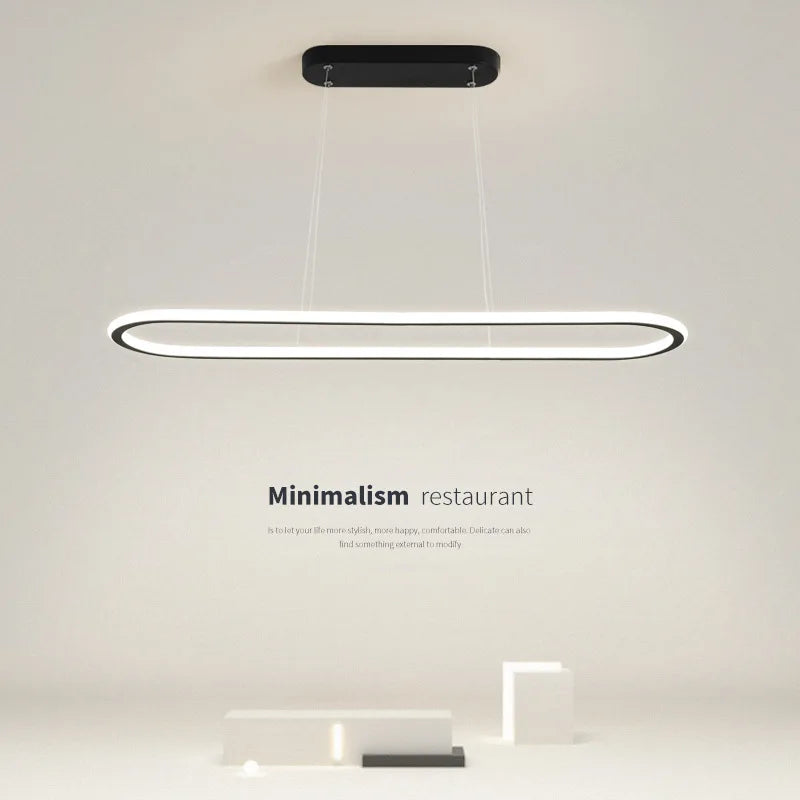 Gold Oval LED Chandelier Dimmable Dining Room Pendant Light Fixture