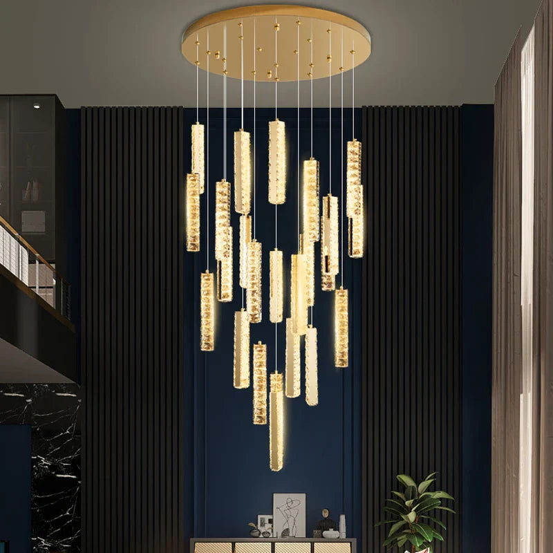 Modern Crystal Chandelier Villa Lighting - Chrome Gold Stainless Steel Dining Table LED Chandelier