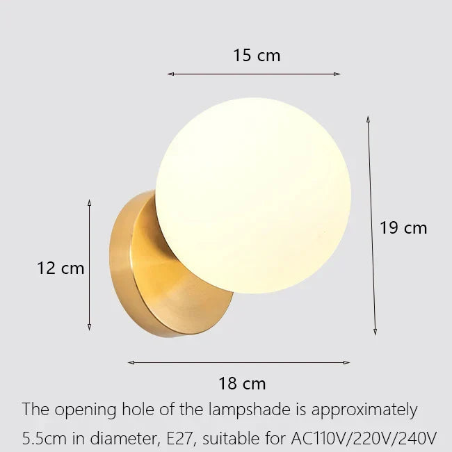 Luxury Glass Wall Lamp Brass Color Home Art Deco Sconce Wall Lights