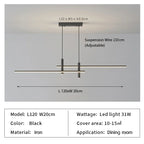 Simple Lines LED Chandelier for Dining Room and Bar Counter
