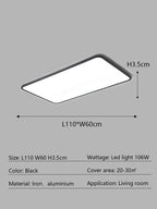 LED Ceiling Lamp: Modern Minimalist Rectangular Design for Living room, Bedroom, Indoor Lighting