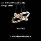 Luxury Crystal Chandeliers: Dimmable LED Steel Lighting for Villa Staircase & Foyer