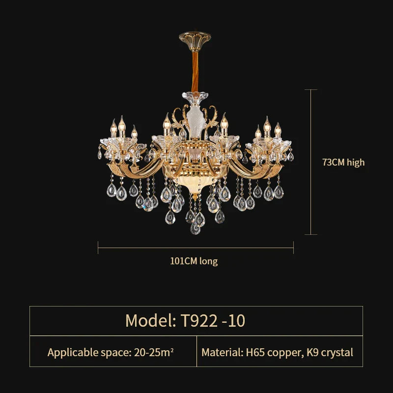 European Crystal Chandelier | Luxe Villa Hall Lighting | Zinc Alloy Middle Floor Lamp