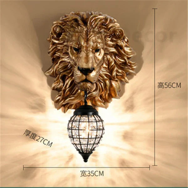 Nordic Lion Wall Light: Modern Resin Lamp for Home Decor and Interior Lighting