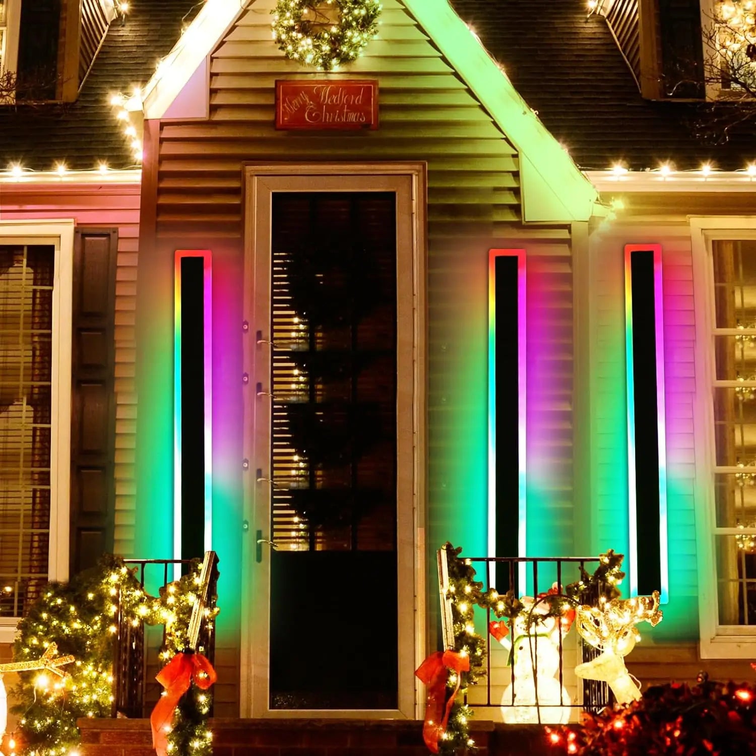 RGB LED Outdoor Wall Lantern Sconce IP65 Waterproof 7-Color Dimmable Light