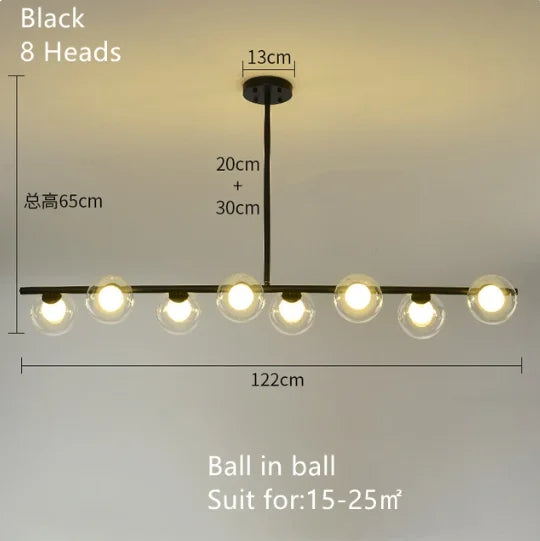 Gold Glass Ball LED Pendant Light for Kitchen Dining Room Lighting