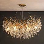 Crystal Branch Chandelier LED Pendant Lamps Elegant Villa Living Room Gold Decor