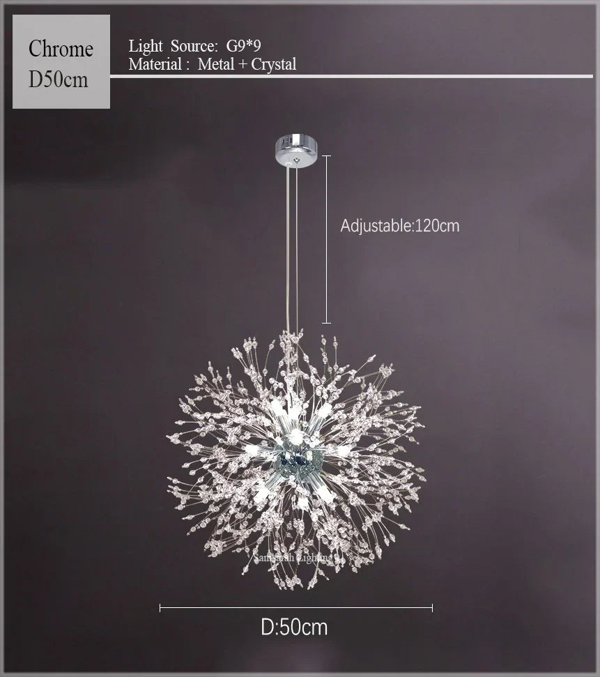 Dandelion Chandelier LED Sparkle Ball Crystal Lighting for Restaurant & Living Room