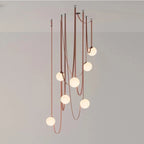 Modern Leather Staircase Villa Chandelier Glass Ball Dining Room Lighting